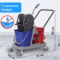 Тележка уборочная BRABIX, 2 съемных ведра 17 л, механический отжим, пластиковый каркас, 606660 606660