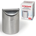 Урна настольная 1,2 литра для мусора с качающейся крышкой, d 12х16,5 см, нержавеющая сталь, LAIMA, 601618 601618