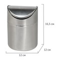 Урна настольная 1,2 литра для мусора с качающейся крышкой, d 12х16,5 см, нержавеющая сталь, LAIMA, 601618 601618