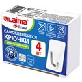 Крючки самоклеящиеся универсальные 2,5x4,5 см, КОМПЛЕКТ 4 шт., сталь, серебристые, LAIMA HOME, 608788 608788