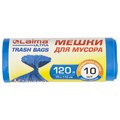 Мешки для мусора LAIMA "ULTRA" 120 л синие, рулон 10 шт. особо прочные, ПНД 23 мкм, 70х110 см, 607695 607695