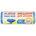 Мешки для мусора LAIMA "ULTRA" 90 л синие, рулон 20 шт. прочные, ПНД 14 мкм, 70х90 см, 607693 607693