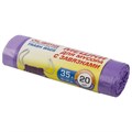 Мешки для мусора с завязками LAIMA "ULTRA" 35 л, фиолетовые, в рулоне 20 шт., прочные, ПНД 13 мкм, 50х60 см, 607685 607685