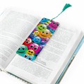 Закладка для книг с линейкой, 3D-объемная, BRAUBERG "Смайлики", с декоративным шнурком, 128096 128096