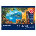 Альбом для рисования, А4, 40 листов, гребень, обложка картон, BRAUBERG, 205х290 мм, "Пейзаж с цветами" (2 вида), 103730 103730