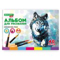 Альбом для рисования, А4, 40 листов, скоба, обложка картон, BRAUBERG KIDS, 200х285 мм, "Зверята" (2 вида), 106683 106683