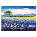 Альбом для рисования, А4, 48 л., гребень, обложка картон, BRAUBERG, 205х290 мм, "Летний пейзаж" (2 вида), 106328 106328