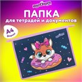 Папка для тетрадей ЮНЛАНДИЯ А4, 1 отделение, пластик, на молнии, "Donut worry", 272136 272136