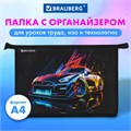 Папка для труда на молнии BRAUBERG А4, 2 отделения, органайзер, "Neon drift", 272213 272213