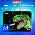 Папка для труда на молнии с ручками ПИФАГОР А4, 1 отделение, пластик, органайзер, "Dino roar", 272230 272230