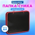 Папка на молнии пластиковая с ручками BRAUBERG "Contract", А4, 350х270х45 мм, черно-красная, 225164 225164
