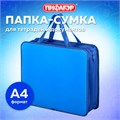 Папка на молнии с ручками ПИФАГОР, А4, 1 отделение, пластик, 75 мм, синяя, 228233 228233