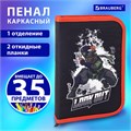 Пенал BRAUBERG, 1 отделение, 2 откидные планки, полиэстер, 21х14 см, "Ninja", 270313 270313