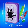 Пенал ПИФАГОР, 1 отделение, 2 откидные планки, полиэстер, 20х14 см, "Falling cat", 272287 272287