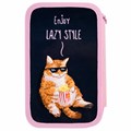 Пенал ПИФАГОР, 3 отделения, ламинированный картон, 19х11 см, "Lazy cat", 272252 272252