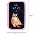 Пенал ПИФАГОР, 3 отделения, ламинированный картон, 19х11 см, "Lazy cat", 272252 272252