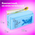 Пенал мягкий ЮНЛАНДИЯ, 2 отделения, полиэстер, "Bunny", голубой, 20х7х9 см, 228987 228987