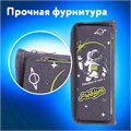 Пенал мягкий ЮНЛАНДИЯ, 2 отделения, полиэстер, "Cosmonaut", серый, 21х6х9 см, 270275 270275