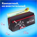 Пенал мягкий ЮНЛАНДИЯ, 2 отделения, полиэстер, "Skate", черный, 21х6х9 см, 270276 270276