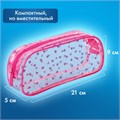 Пенал-косметичка BRAUBERG LUCENT на молнии, прозрачный, "Hearts", 21х5х9 см, 272345 272345