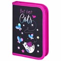 Пенал BRAUBERG с наполнением, 1 отделение, 1 откидная планка, 24 предмета, 21х14 см, "Cats first", 271525 271525