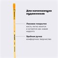Кисть ПИФАГОР, СИНТЕТИКА, плоская, № 6, деревянная лакированная ручка, с колпачком, пакет с подвесом, 200859 200859