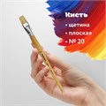 Кисть ПИФАГОР, ЩЕТИНА, плоская, № 20, деревянная лакированная ручка, пакет с подвесом, 200879 200879