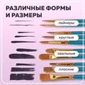 Кисти синтетика BRAUBERG, НАБОР 10 шт., синие (Круглые; Овальные; Плоские; Лайнеры), 201030 201030