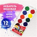 Краски акварельные BRAUBERG "МАГИЯ ЦВЕТА NEW", медовые, 12 цветов, круглые кюветы, 192286 192286
