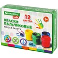 Краски пальчиковые для малышей от 1 года, КЛАССИКА, 12 цветов по 40 мл, BRAUBERG KIDS, 192397 192397
