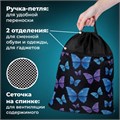 Мешок для обуви BRAUBERG БОЛЬШОЙ, с ручкой, карман на молнии, сетка, 49х41 см, "Fly aways", 272402 272402