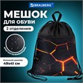 Мешок для обуви BRAUBERG БОЛЬШОЙ, с ручкой, карман на молнии, сетка, 49х41 см, "Keep out", 272405 272405
