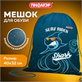Мешок для обуви ПИФАГОР, 1 отделение, 40х32 см, "Shark attack", 271604 271604
