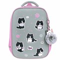 Ранец BRAUBERG LIGHT, 1 отделение, с брелоком, "Cat patches", плюшевые нашивки, 36х26х13 см, 272030 272030