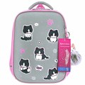 Ранец BRAUBERG LIGHT, 1 отделение, с брелоком, "Cat patches", плюшевые нашивки, 36х26х13 см, 272030 272030