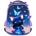 Ранец BRAUBERG PREMIUM, 2 отделения, с брелоком, "Night catcher", СВЕТЯЩИЙСЯ, 38х29х16 см, 273099 273099