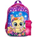 Ранец BRAUBERG QUADRO, 3 отделения, с брелком, "Charming kitten", 37х28х18 см, 270602 270602