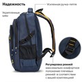 Рюкзак BRAUBERG TITANIUM универсальный, 3 отделения, синий, желтые вставки, 45х28х18 см, 270768 270768