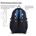 Рюкзак BRAUBERG TITANIUM универсальный, 3 отделения, черный, синие вставки, 45х28х18 см, 224734 224734