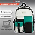 Рюкзак HEIKKI BLOCKS (ХЕЙКИ) универсальный, 2 отделения, черный/бирюзовый/бежевый, 44х32х17 см, 272562 272562