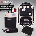 Рюкзак HEIKKI COMBO (ХЕЙКИ), сумка-шоппер, косметичка, пенал В ПОДАРОК, бело-черный, 42х30х14 см,272565 272565