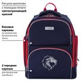 Рюкзак BRAUBERG CLASSIC, легкий каркас, премиум материал, "Lion", синий, 37х32х21 см, 228829 228829