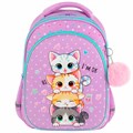 Рюкзак BRAUBERG OPTIMA, 2 отделения, с брелоком, "Funny kittens", 36х27х18 см, 273156 273156