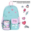 Рюкзак BRAUBERG PASTEL с термонашивками в комплекте, "Funny clouds", мятный, 40х29х14 см, 271421 271421