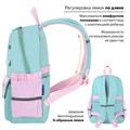 Рюкзак BRAUBERG PASTEL с термонашивками в комплекте, "Funny clouds", мятный, 40х29х14 см, 271421 271421