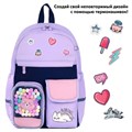 Рюкзак BRAUBERG PASTEL с термонашивками в комплекте, "Lazy cat", сиреневый, 40х29х14 см, 271422 271422