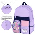 Рюкзак BRAUBERG PASTEL с термонашивками в комплекте, "Lazy cat", сиреневый, 40х29х14 см, 271422 271422