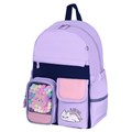 Рюкзак BRAUBERG PASTEL с термонашивками в комплекте, "Lazy cat", сиреневый, 40х29х14 см, 271422 271422