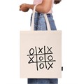 Сумка шоппер BRAUBERG PREMIUM, канвас, 40х35 см, на кнопке, карман, бежевый, "Tic-tac-toe", 271902 271902