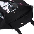 Сумка шоппер BRAUBERG PREMIUM, канвас, 40х35 см, на кнопке, карман, черный, "Anime face", 271903 271903